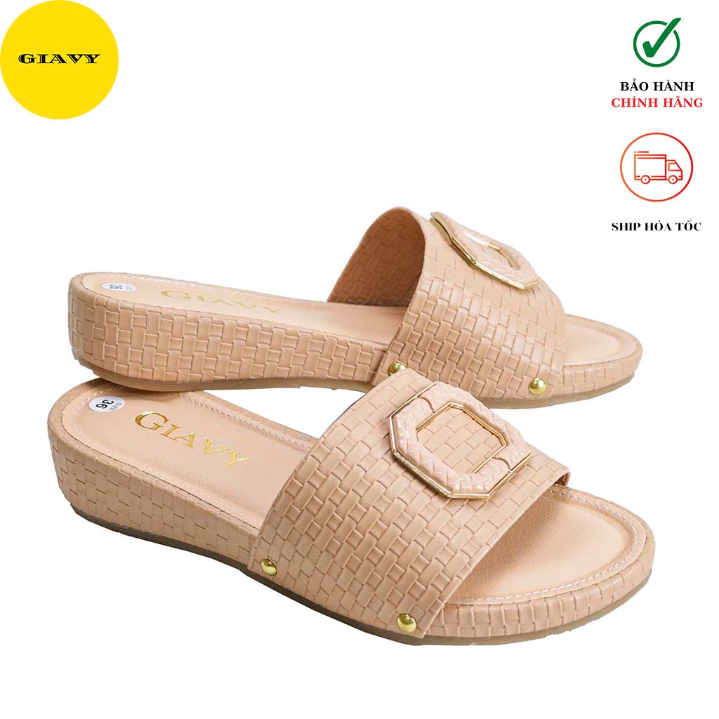 Dép nữ quai ngang khóa chữ H901  - GIÀY GIAVY