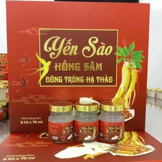 Yến sào đông trùng hạ thảo hồng sâm, đường phèn, nhân sâm,vi cá mập yến sào 32%
