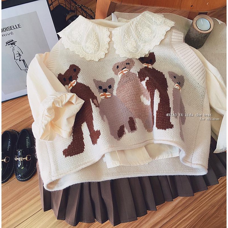 Áo Sơ Mi Tay Dài Phồng Dáng Rộng Thời Trang Hàn Quốc Dành Cho Bé Gái