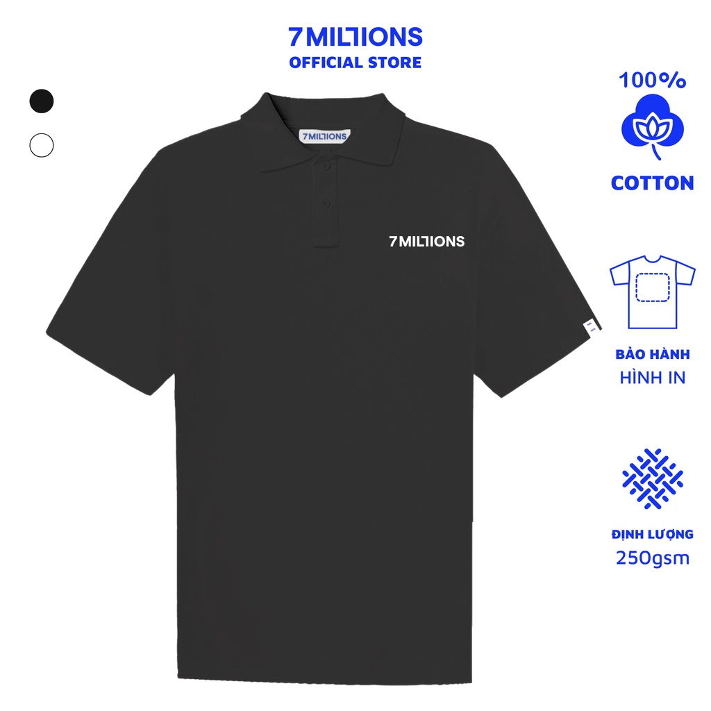 Áo polo basic 7MILLIONS chất vải cá sấu cao cấp và có 2 màu, details thêu và form unisex oversize