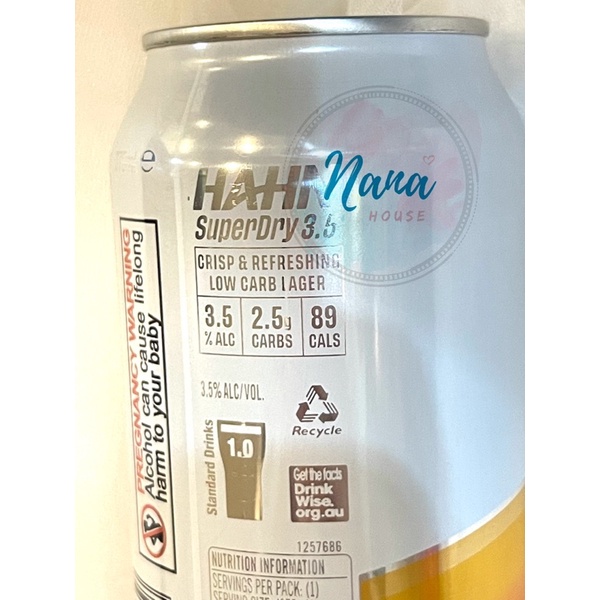 Uống bia không lo tăng cân‼️ Bia Hahn SuperDry Low Carb lon 375ml - Bia cho người giảm cân - bill hàng air ✈️ từ Úc về