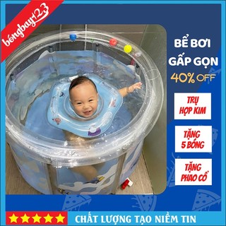 Bể Bơi Cho Bé Gấp Gọn Chân Trụ Hợp Kim, Bể Bơi Trong Suốt Cho Bé 70cmx70cm Siêu Đáng Yêu 💕HOT SALE💕