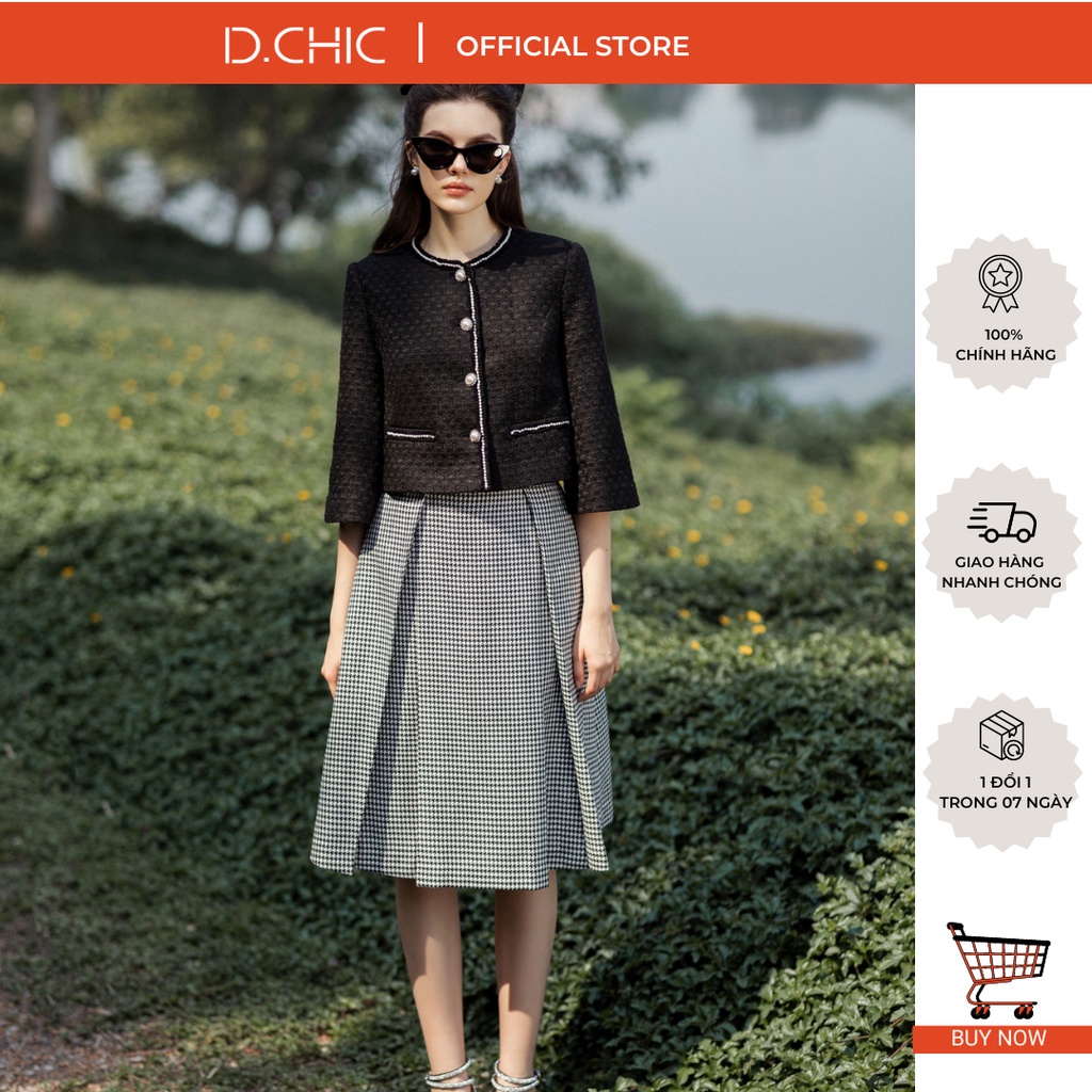 Chân váy midi xếp 2 ly D.CHIC MS: 382688