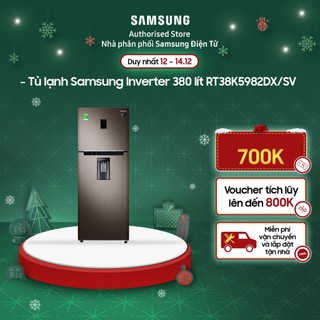 Tủ lạnh samsung inverter 380 lít rt38k5982dx/sv, làm đá tự động , lấy nước bên ngoài, giao hàng miễn phí hcm