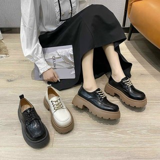 Giày nữ, giày da nữ cổ thấp đế độn giầy thời trang kiểu dáng basic chất liệu da PU đế cao su độn 4cm