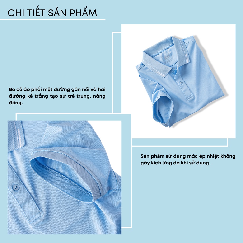 Áo polo nam màu xanh biển phối viền ADINO vải polyester cotton không bai xù dáng công sở slimfit hơi ôm trẻ trung AP96