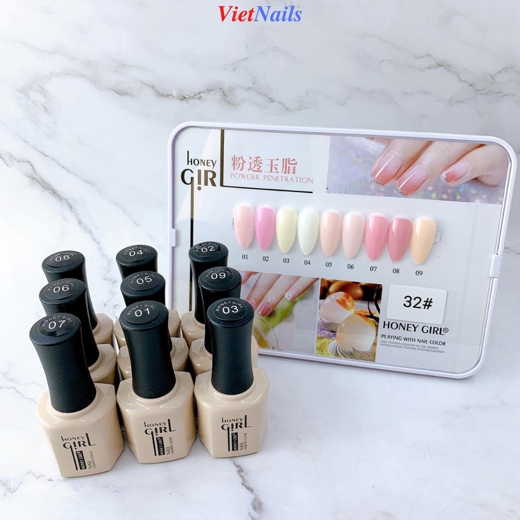 Set Sơn Gel Honey Girl 9 Chai - Sơn Gel Honey Girl Nhiều Tone Màu Tặng Kèm Bảng Màu Sơn Mẫu