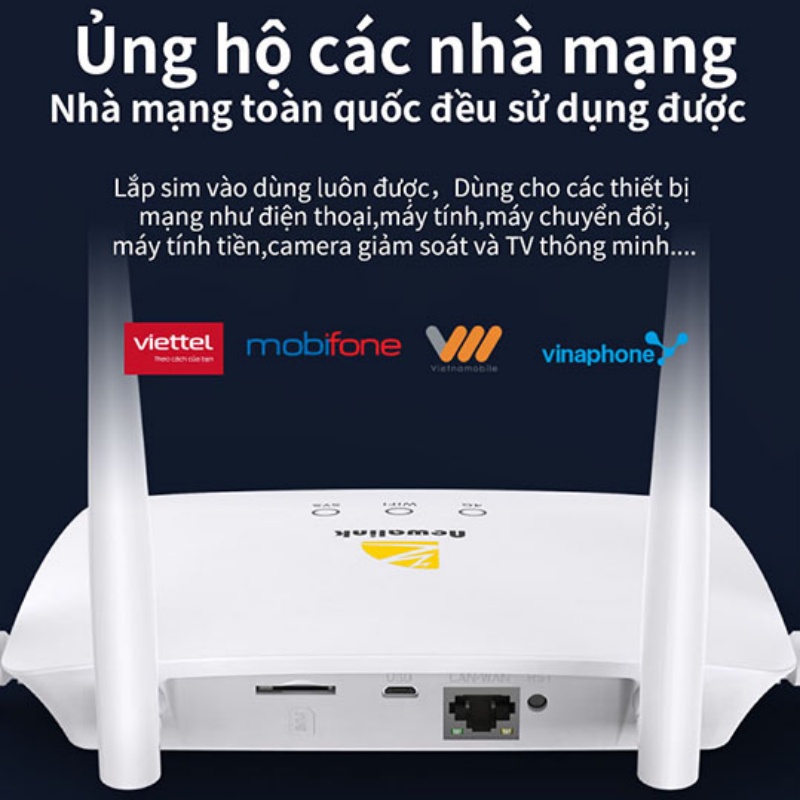 Bộ phát wifi dùng Sim 4G / 5G Newalink N400 - 4 ăngten dùng cho ô tô và nơi không có internet