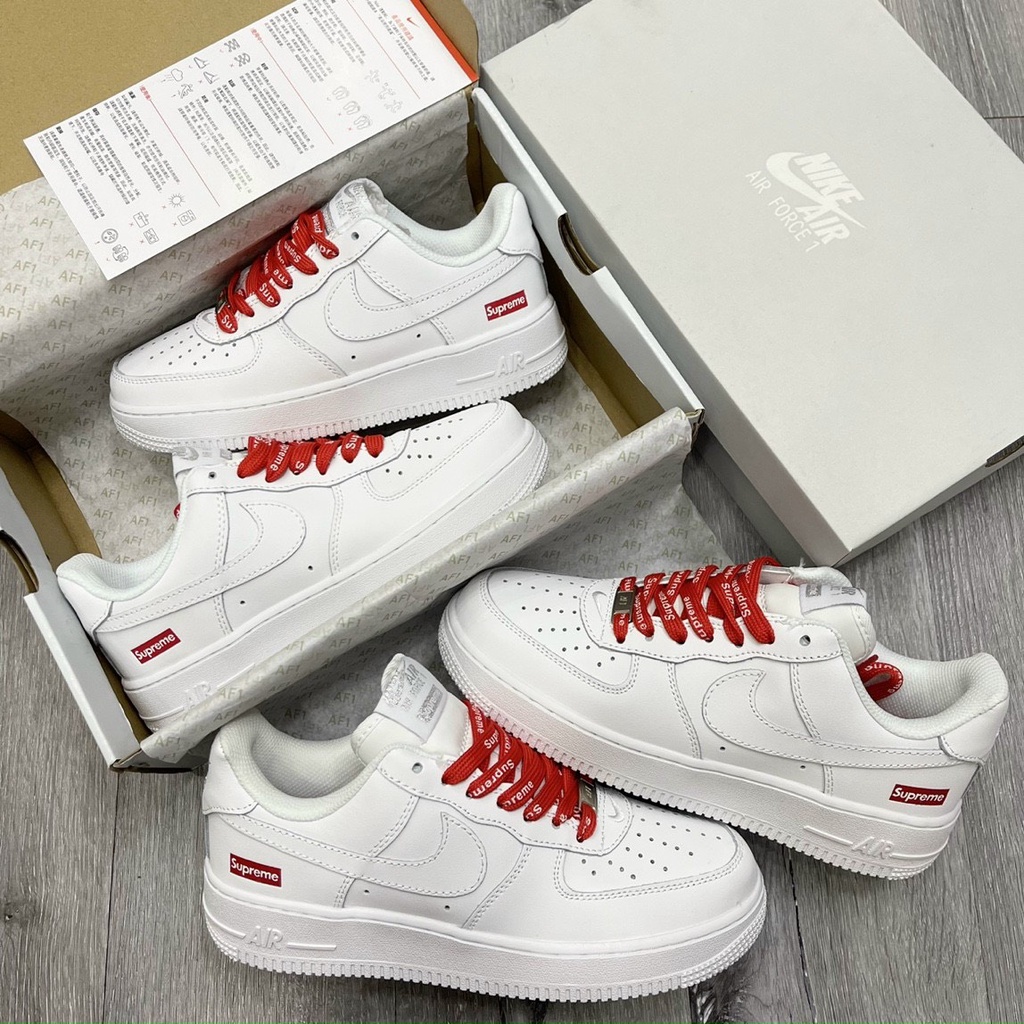 Giày AF1 trắng dây đỏ supreme cao cấp