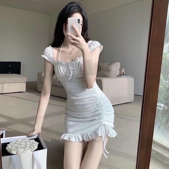 Đầm body bèo, đầm body 2 dây, đầm trễ vai, đầm 2 dây, đầm hai dây chất thun gân