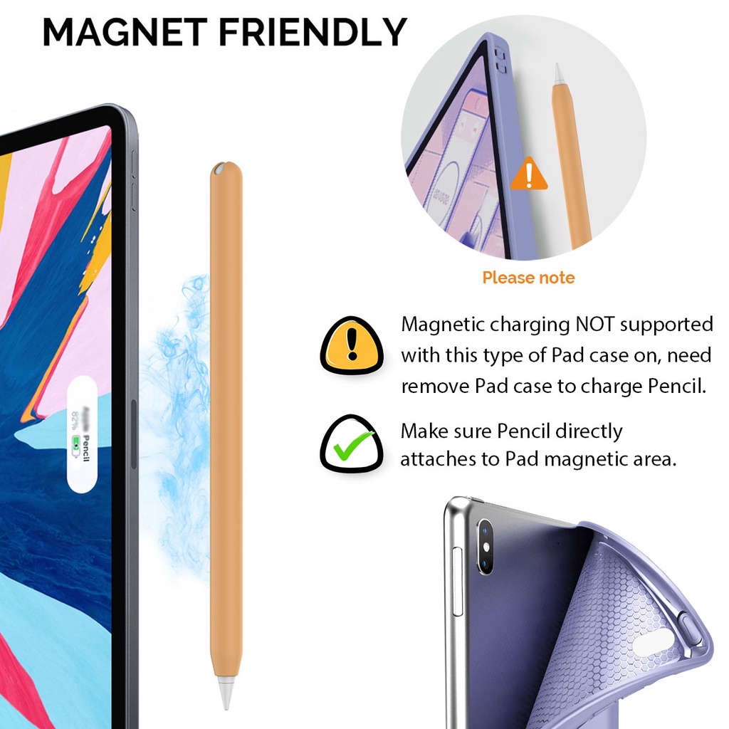 Vỏ silicon siêu mỏng tương thích với iPad Pencil 2 hỗ trợ sạc không dây