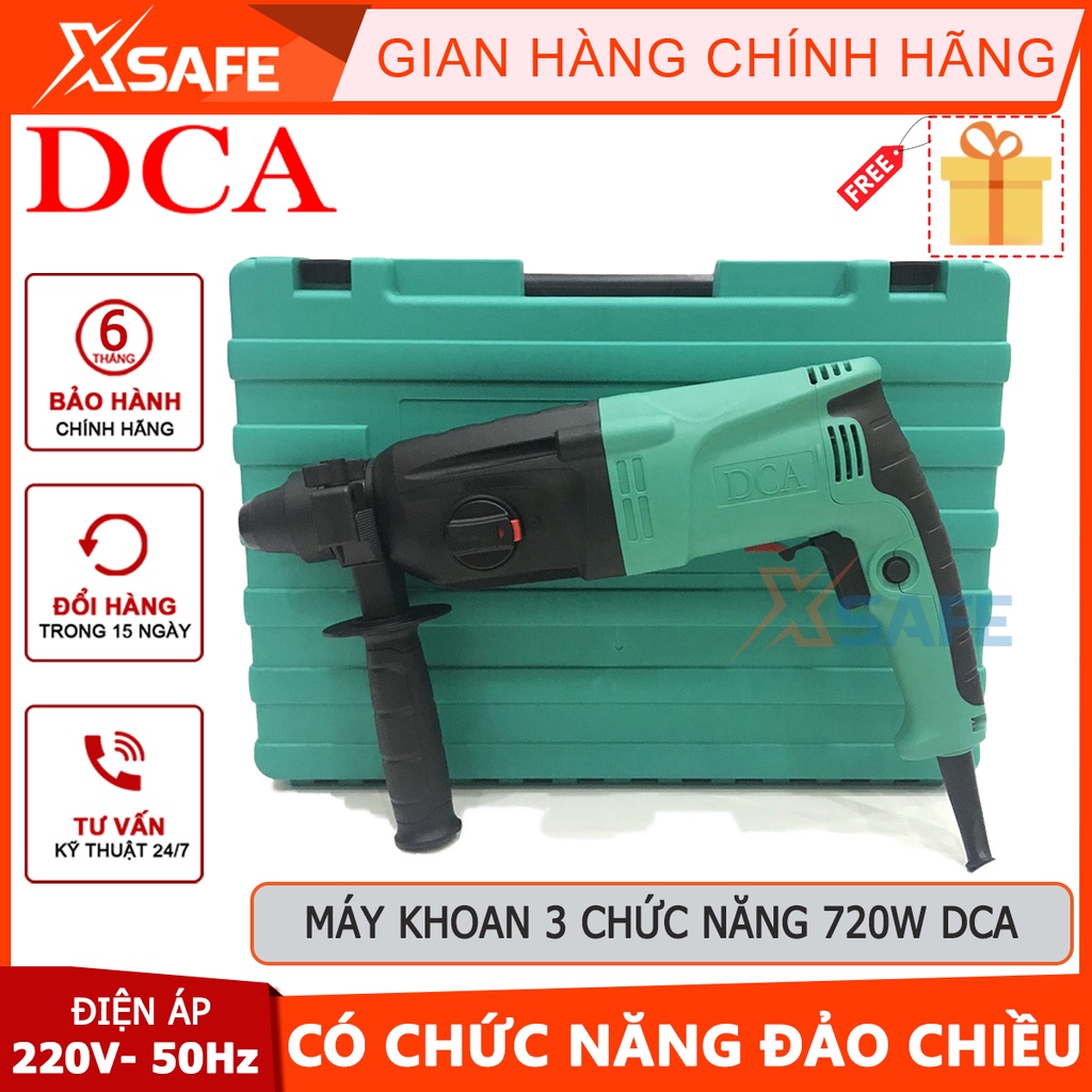 Máy khoan đục 720W DCA AZC05-26B có đảo chiều, máy khoan 3 chức năng, đường kính mũi đục 14mm, khoan tối đa 26mm