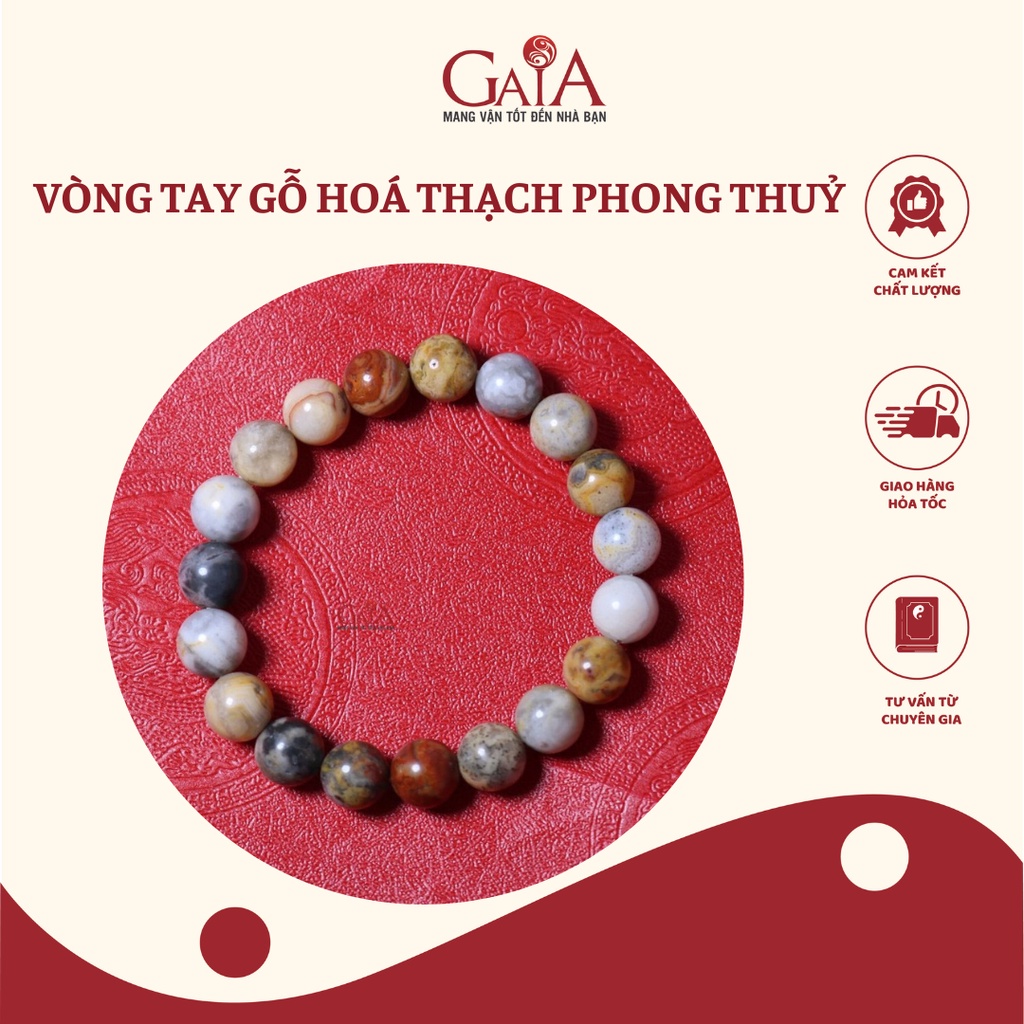 Vòng tay gỗ hoá thạch phong thuỷ. Vòng tay may mắn, mang năng lượng tốt cho người đeo VTD107