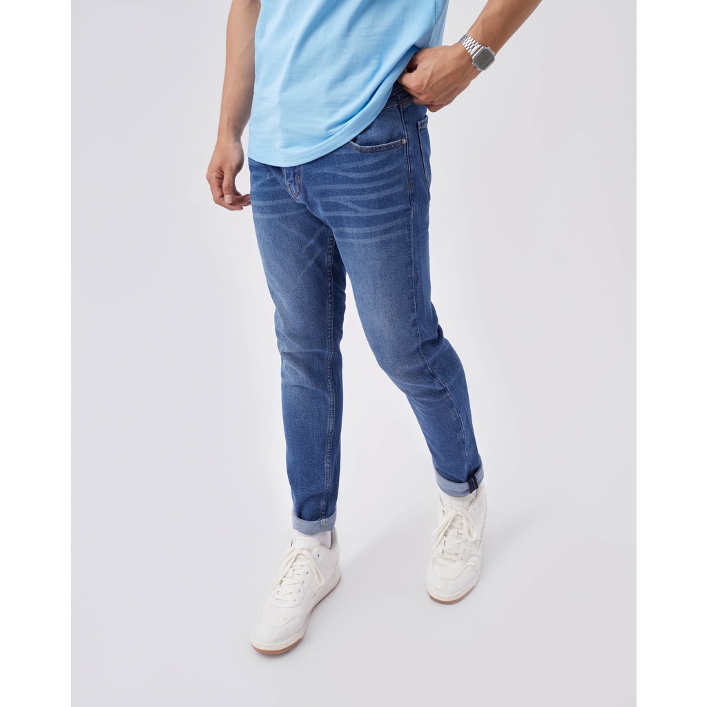 Quần jean nam xanh cao cấp MENFIT 0421 chất denim co giãn nhẹ 2 chiều, chuẩn form, thời trang