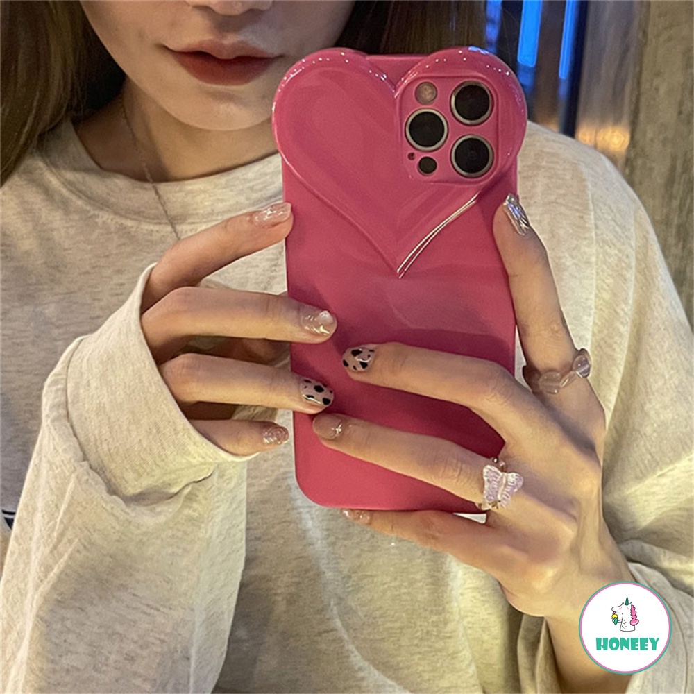 Ốp Điện Thoại TPU Mềm Chống Sốc Hình Trái Tim 3D Dễ Thương Cho iPhone 14 13 12 11 Pro Max