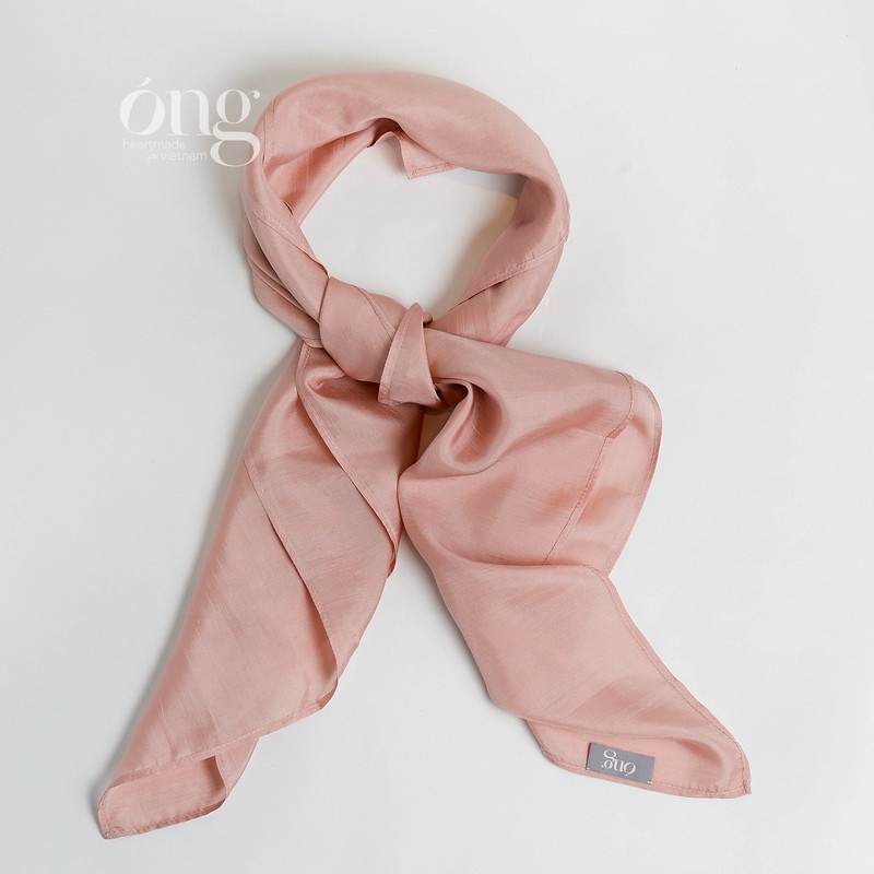 Khăn lụa vuông 100% lụa tơ tằm tự nhiên màu Hồng - Óng Silk
