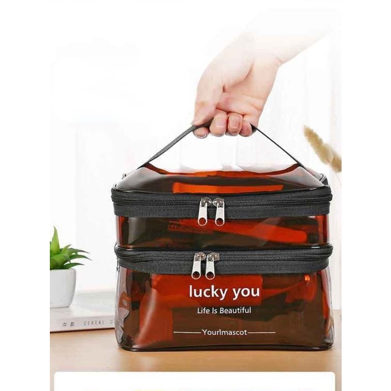 Túi Đựng Mỹ Phẩm Du Lịch Hai Lớp Bằng Chất Liệu PVC Chống Thấm Nước