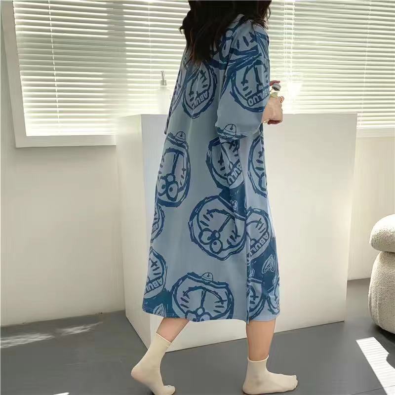 Váy Ngủ Pyjama  Váy ngủ nữ mỏng dáng rộng ngắn tay dáng rộng mặc nhà size lớn hoạt hình ngọt ngào dễ thương TTK439