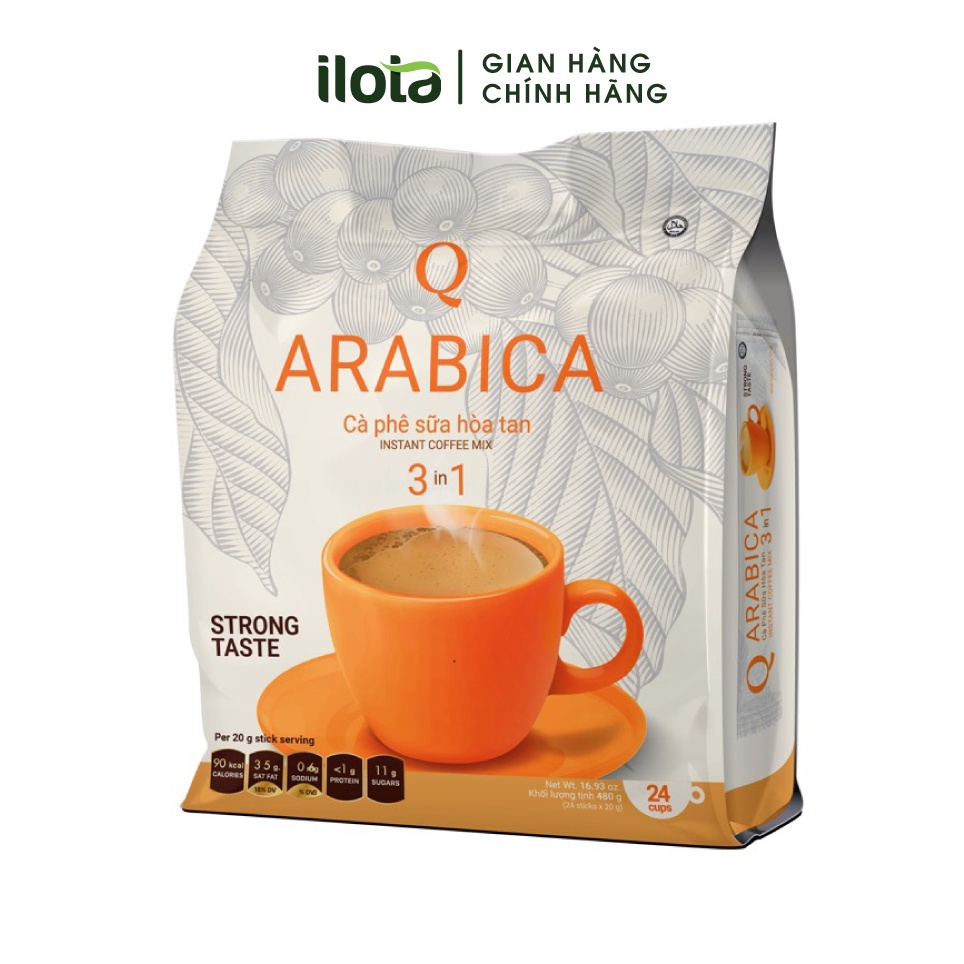 Cà phê sữa hòa tan 3in1 ARABICA cao cấp Trần Quang đậm vị 21 bịch x 24 gói