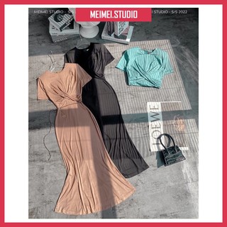 Váy Body Hana Xoắn Ngực Đuôi Cá - Đầm Dự Tiệc, Đi Biển Phong Cách Hàn Quốc Sang Trọng | XKV17 | MeiMei Studio