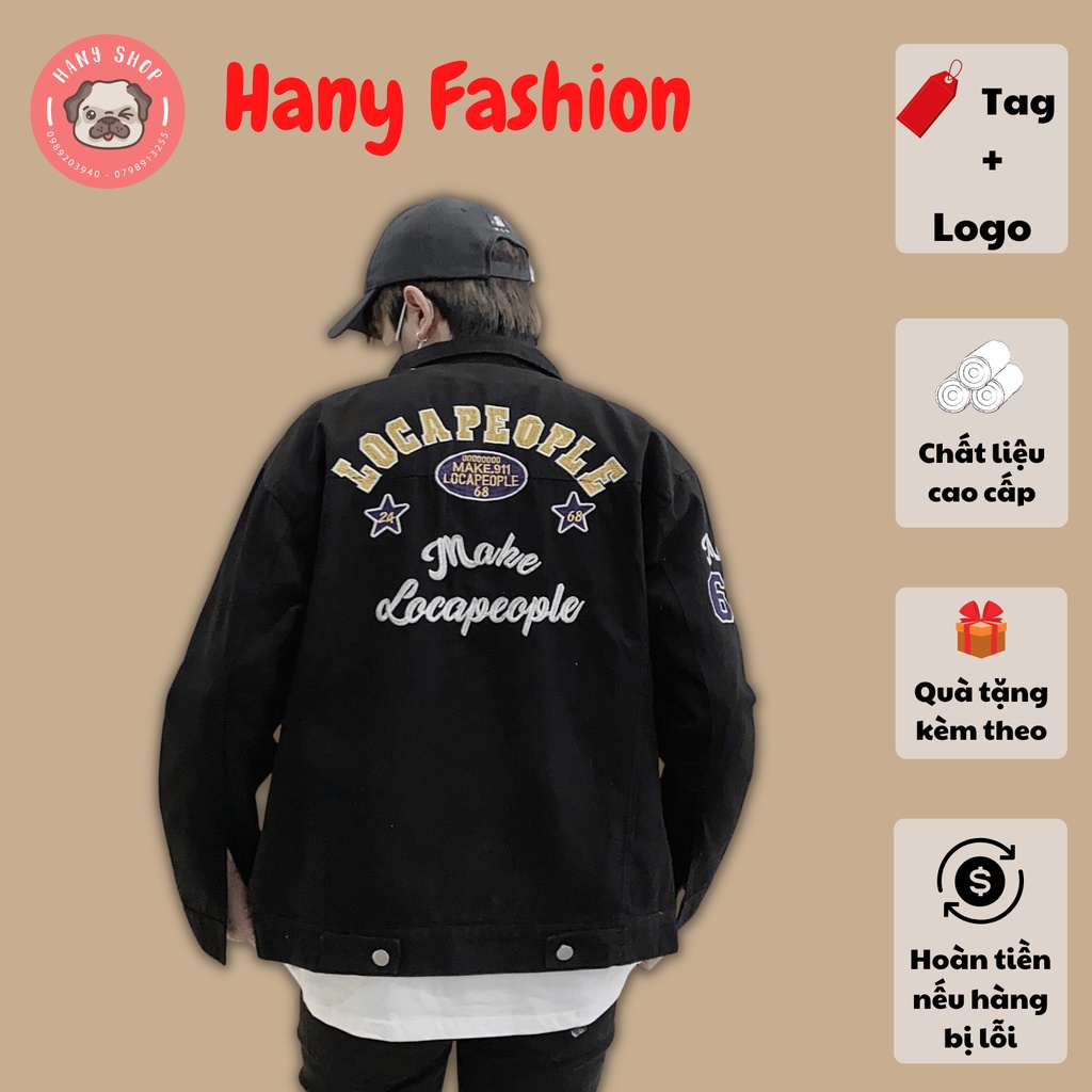 Áo khoác kaki jeans họa tiết thêu phong cách trẻ trung vải dày dặn Hany Fashion BB40