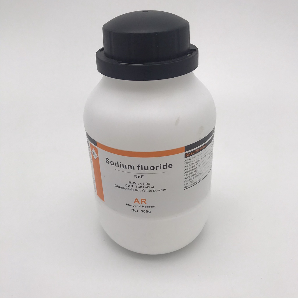 Hóa Chất Sodium Flouride (NaF, AR, Chai 500G, Xilong, Cas 7681-49-1)