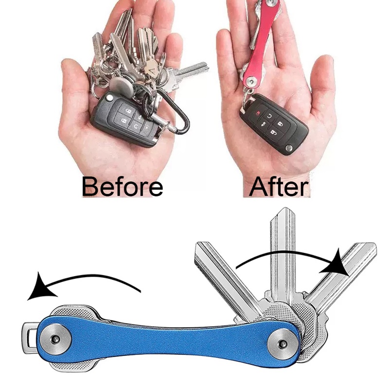 Móc Chìa Khóa Mini Thông Minh Bằng Kim Loại Có Kẹp Giữ Chìa Khóa Tiện Dụng