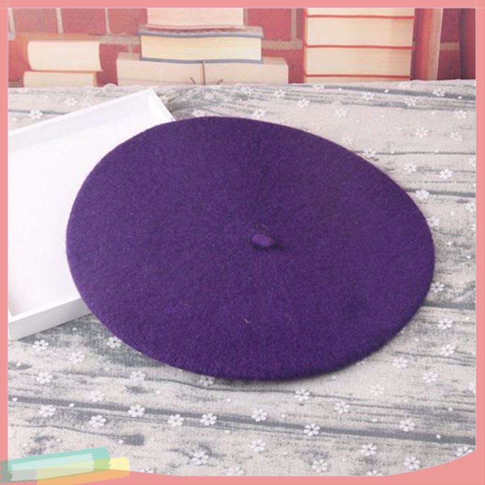 Mũ Beret Chất Liệu Len Màu Trơn Thời Trang Cho Nữ