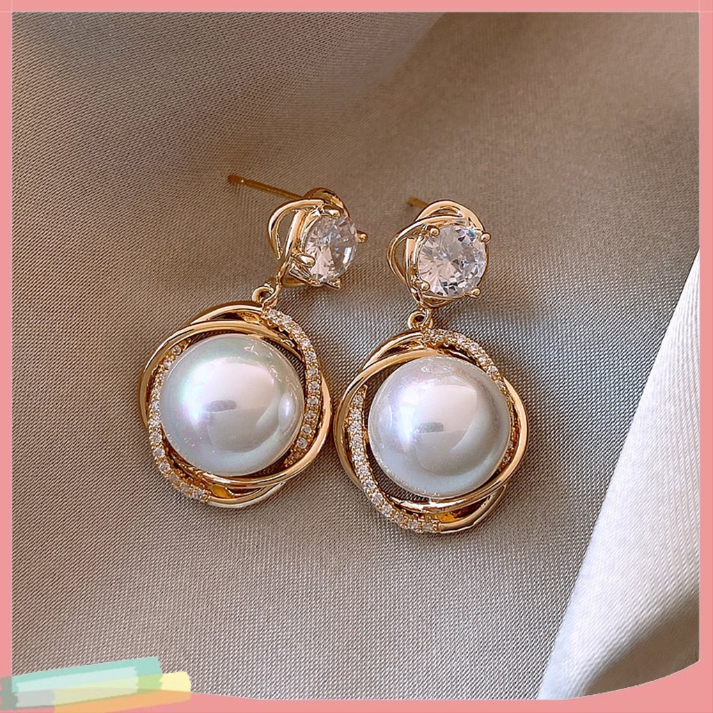 Đôi Khuyên Tai ĐíNh Kim Cương NgọC Trai Giả ThờI Trang Cho Nữ