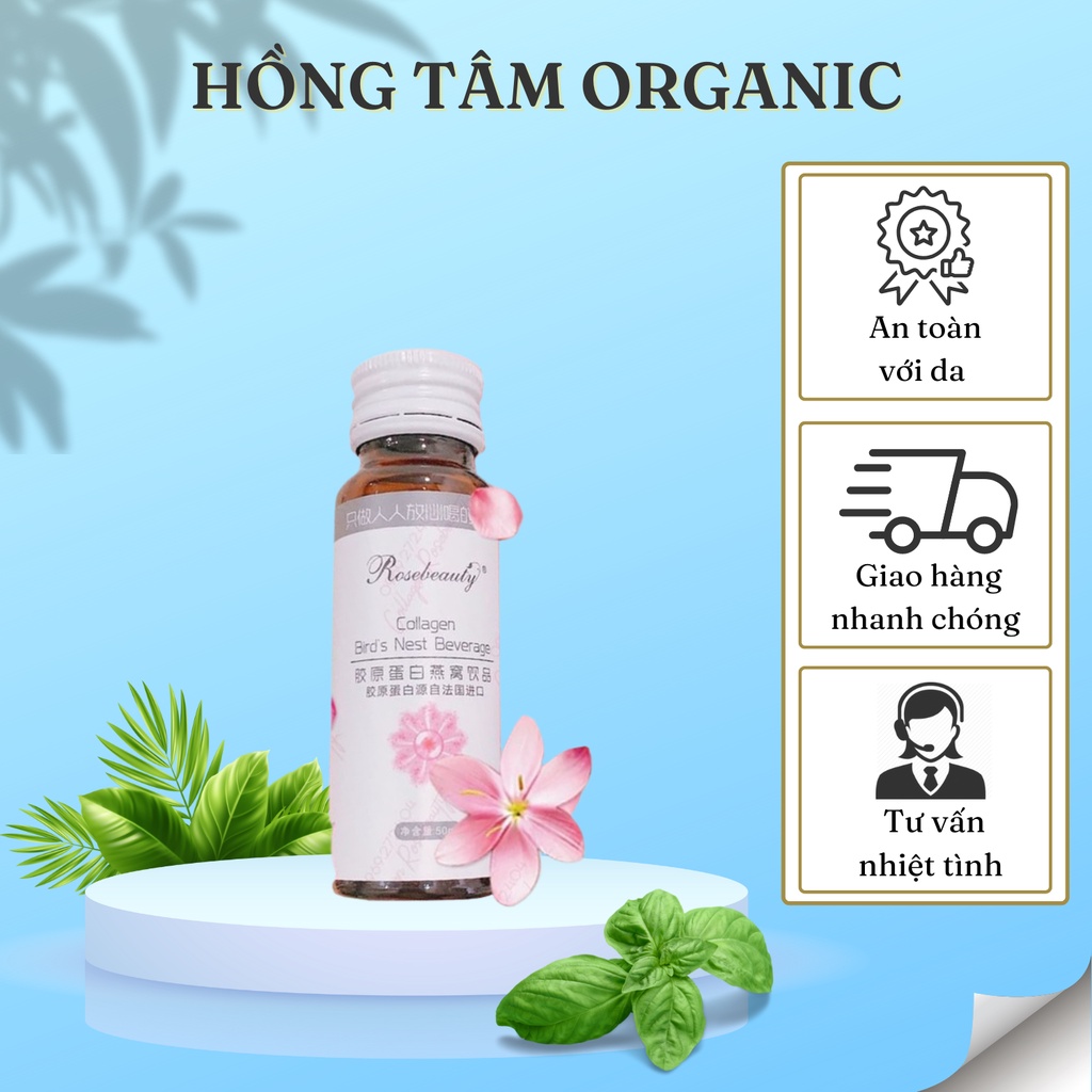 COLLAGEN ROSE BEAUTY YẾN TRẮNG DA (TRẮNG SÁNG TỨC THÌ X10) Hộp 8 chai