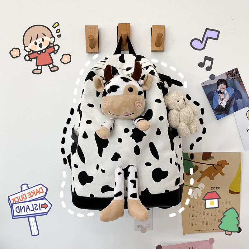 Balo Vải Canvas Họa Tiết Hoạt Hình Phong Cách Hàn Quốc Cho Nữ