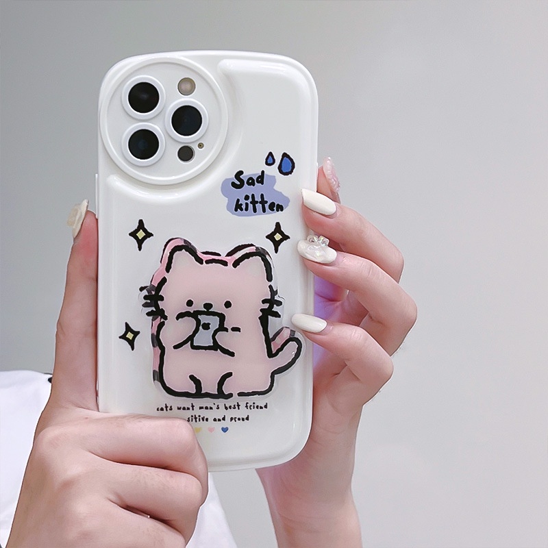 Ốp Điện Thoại Hình Mèo Hoạt Hình Có Đệm Khí Cho Iphone 12 / 13 Mini 11 / 14pro 678Plus / xsmax / xr