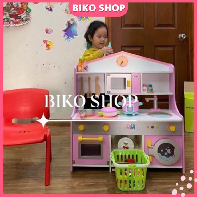 Bếp lắp ráp màu hồng 72cm - Đồ chơi gỗ cho bé - Biko Shop