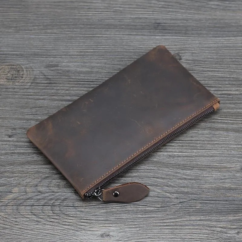 Ví Da Bò Thật Siêu Mỏng Dáng Dài Phong Cách Vintage tp314 Cho Nam