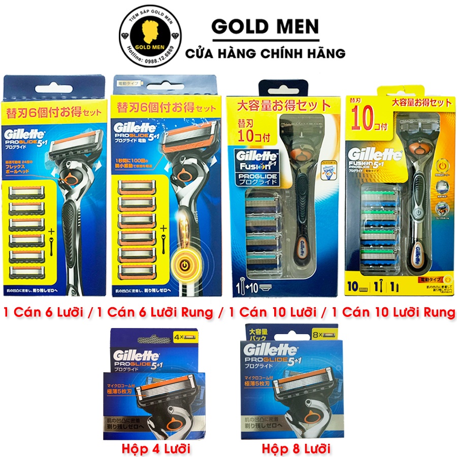 Dao cạo râu Gillette Fusion 5+1 set 10, set 6 Nhật Bản