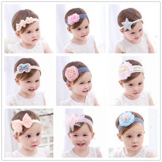 Băng đô - turban ren đính hoa xinh xắn cho bé gái từ 0 đến 3 tuổi, nhiều mẫu