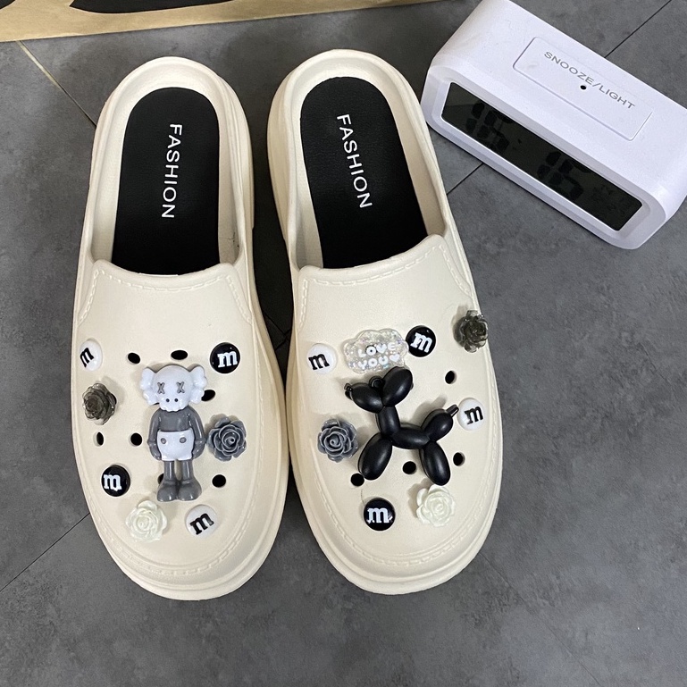 Dép Cross kèm charm đế cao 6cm siêu dễ thương cực êm chân