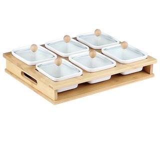 Khay mứt đế gỗ sứ nắp thuỷ tinh