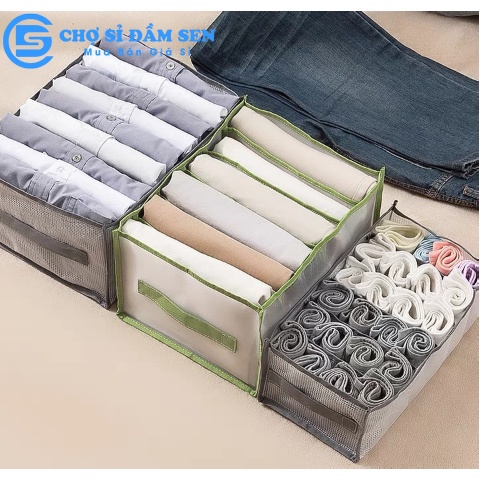 Túi/ Hộp vải chia ngăn đựng quần áo Loại Lớn.Hộp vải đựng đồ đa năng Túi vải đựng đồ sắp xếp tủ vải gọn gàng G243-HopVai