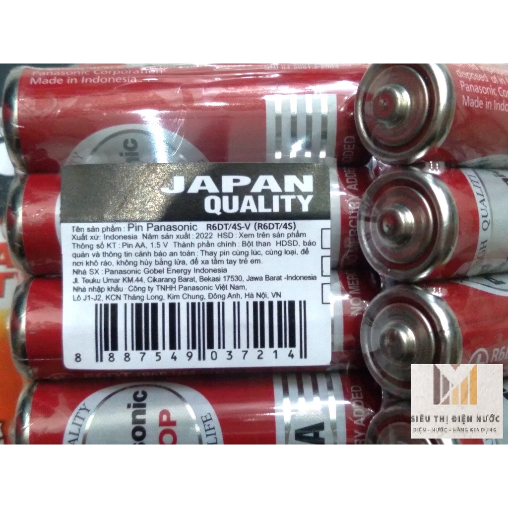 Pin 2A  PANASONIC 1.5V R6DT/4S  chính hãng