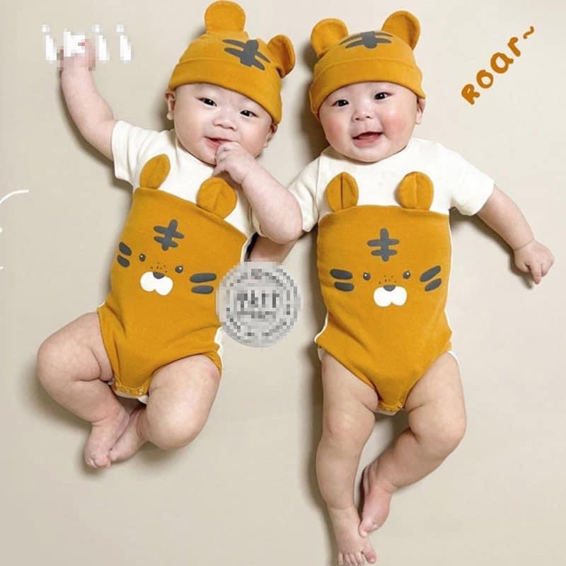 Bộ quần áo liền thân con hổ,cua kèm nón siêu đáng iu cho bé