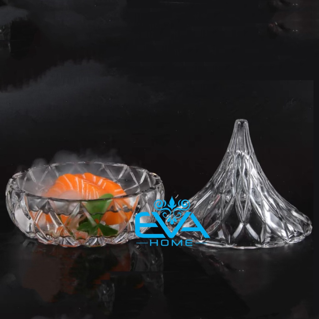Thố Mứt Tết Thuỷ Tinh Pha Lê Delisoga Chóp Nhọn Water Drop Glass Fruit Jar With Lid TG1077-3  Phong Cách Royal