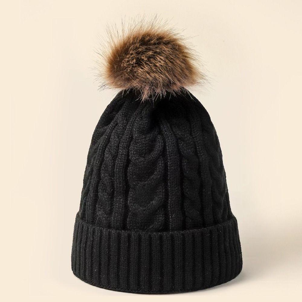 Mũ Dệt Kim Màu Trơn Giữ Ấm Mùa Đông Dễ Thương Cho Nữ