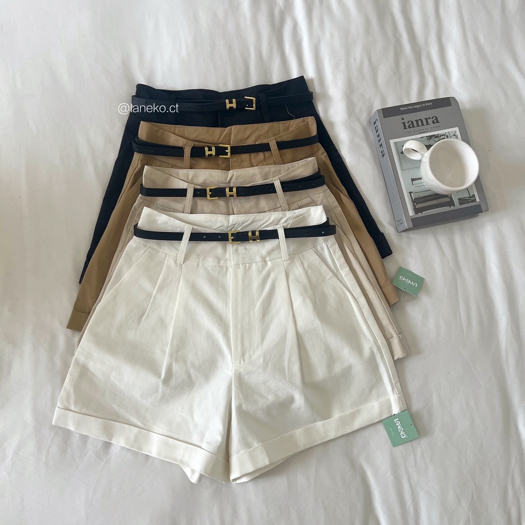 Short xăn lai kèm belt Laneko 4 màu