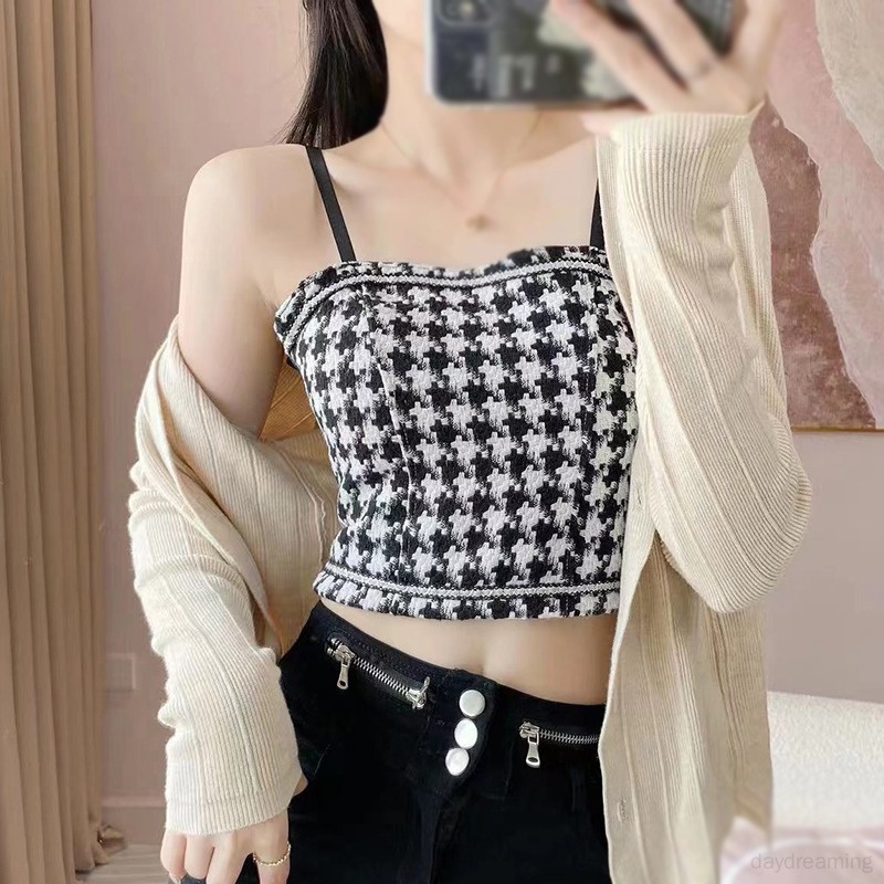 Áo Tank Top Hai Dây Ôm Dáng Họa Tiết Kẻ Sọc Thời Trang Cho Nữ