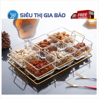 Khay mứt tết 6 ô bằng nhựa mika có nắp khung sang trọng tiện lợi dành cho ngày tết