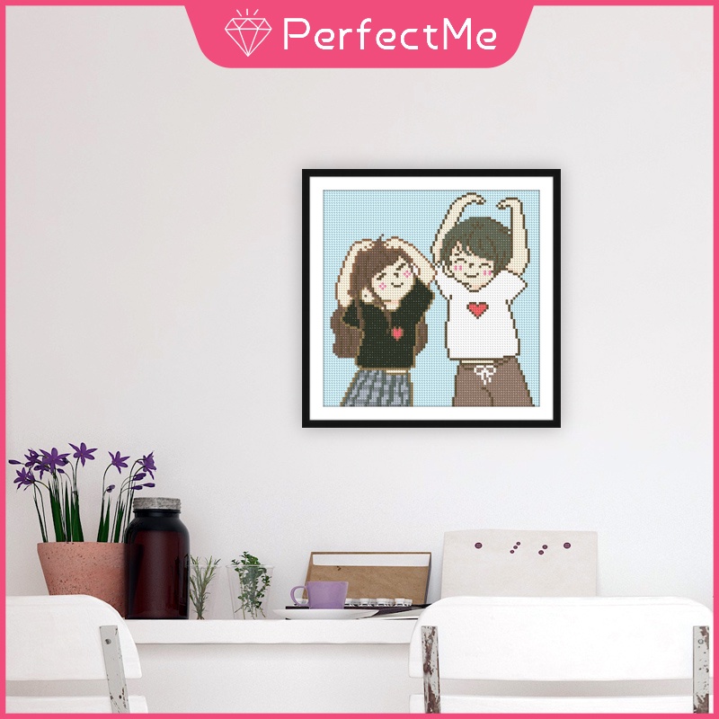 Bộ Tranh Đính Đá 5D Tự Làm 30x30cm Hình Cặp Đôi Chất Lượng Cao Trang Trí Nhà Cửa