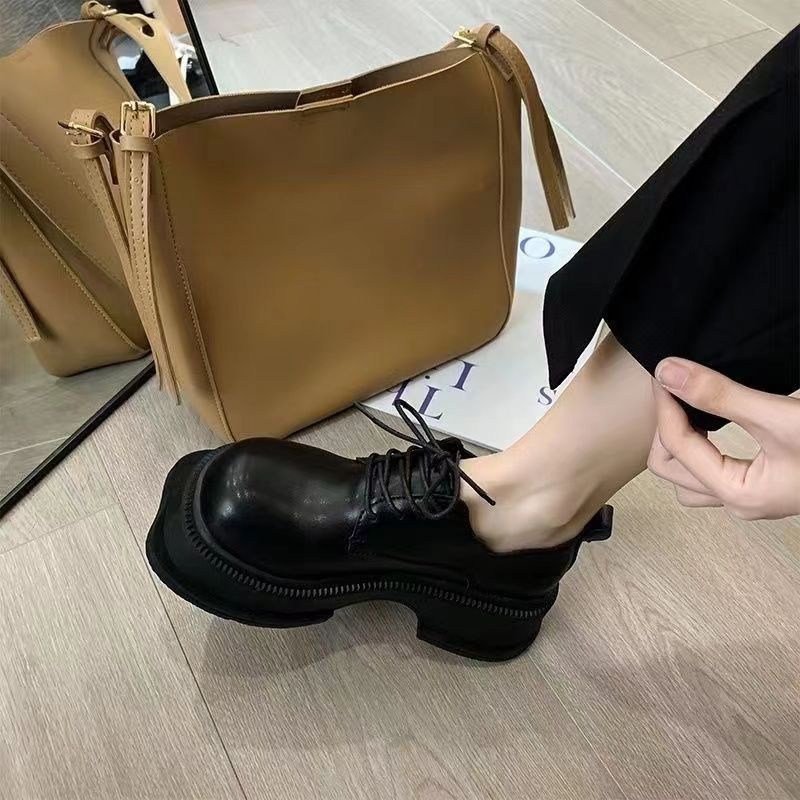 🎀giày mary jane Giày Da Đế Dày Buộc Dây Kiểu Pháp Thời Trang Mùa Thu 2022 Cho Nữ