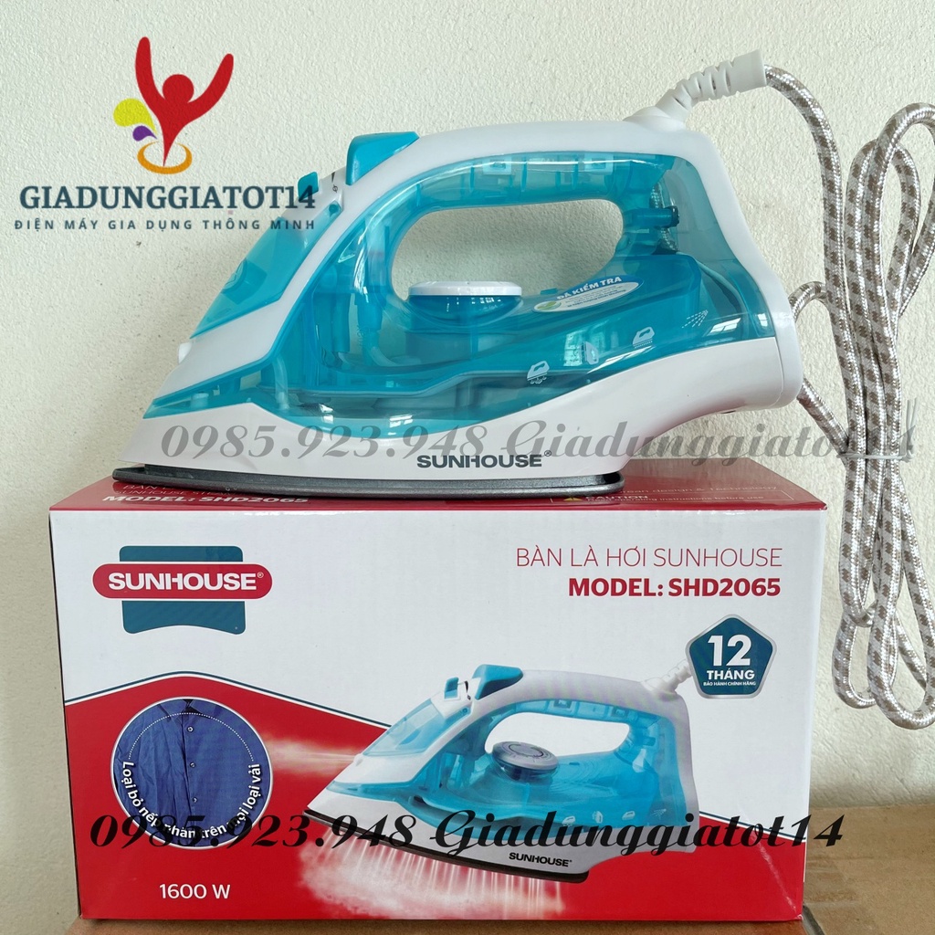 Bàn là hơi nước SUNHOUSE SHD2065 Công suất 1600W - Hàng chính hãng- Bảo hành 12 tháng