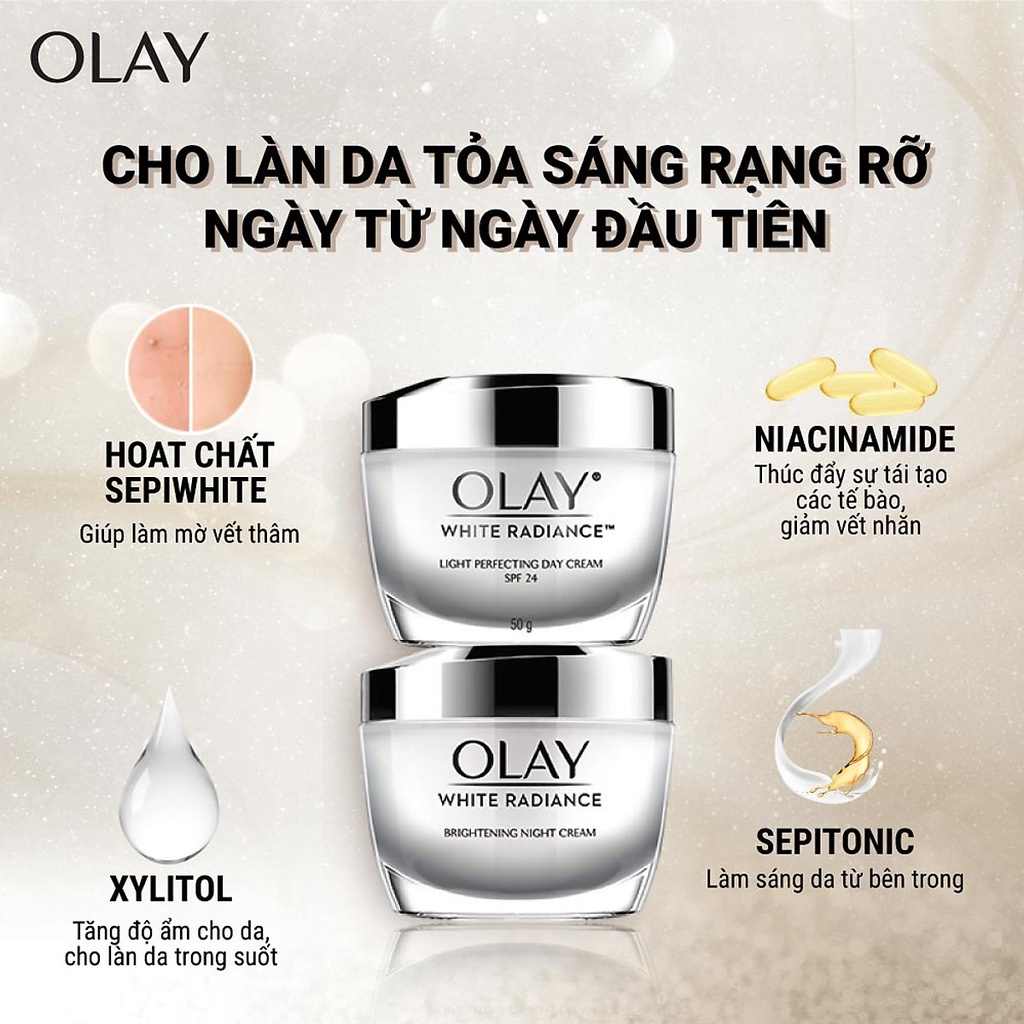 Combo Kem Dưỡng Ẩm Trắng Da Ngày Đêm Olay White Radiance